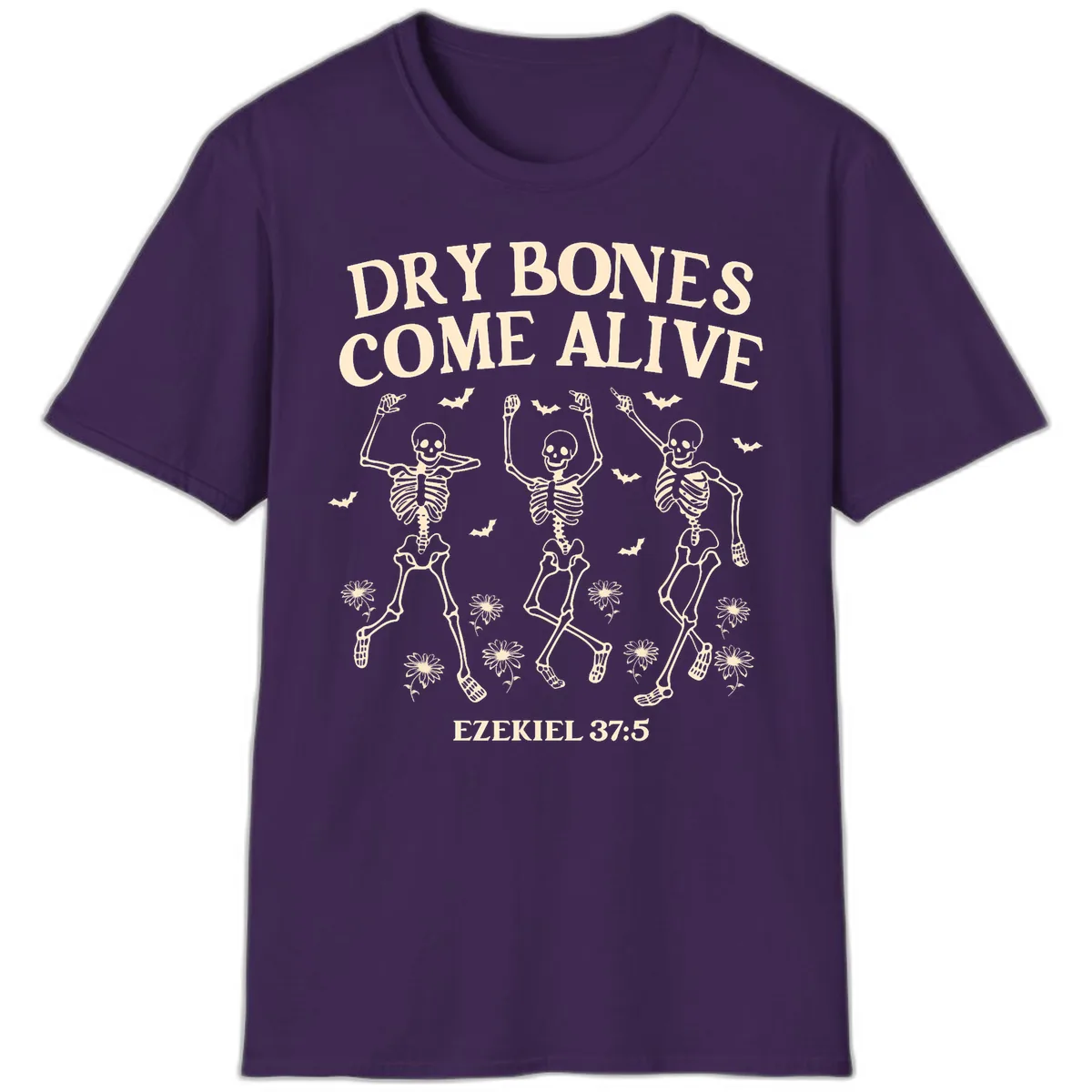 Dry Bones Come Alive Halloween Design T-Shirt in Purple