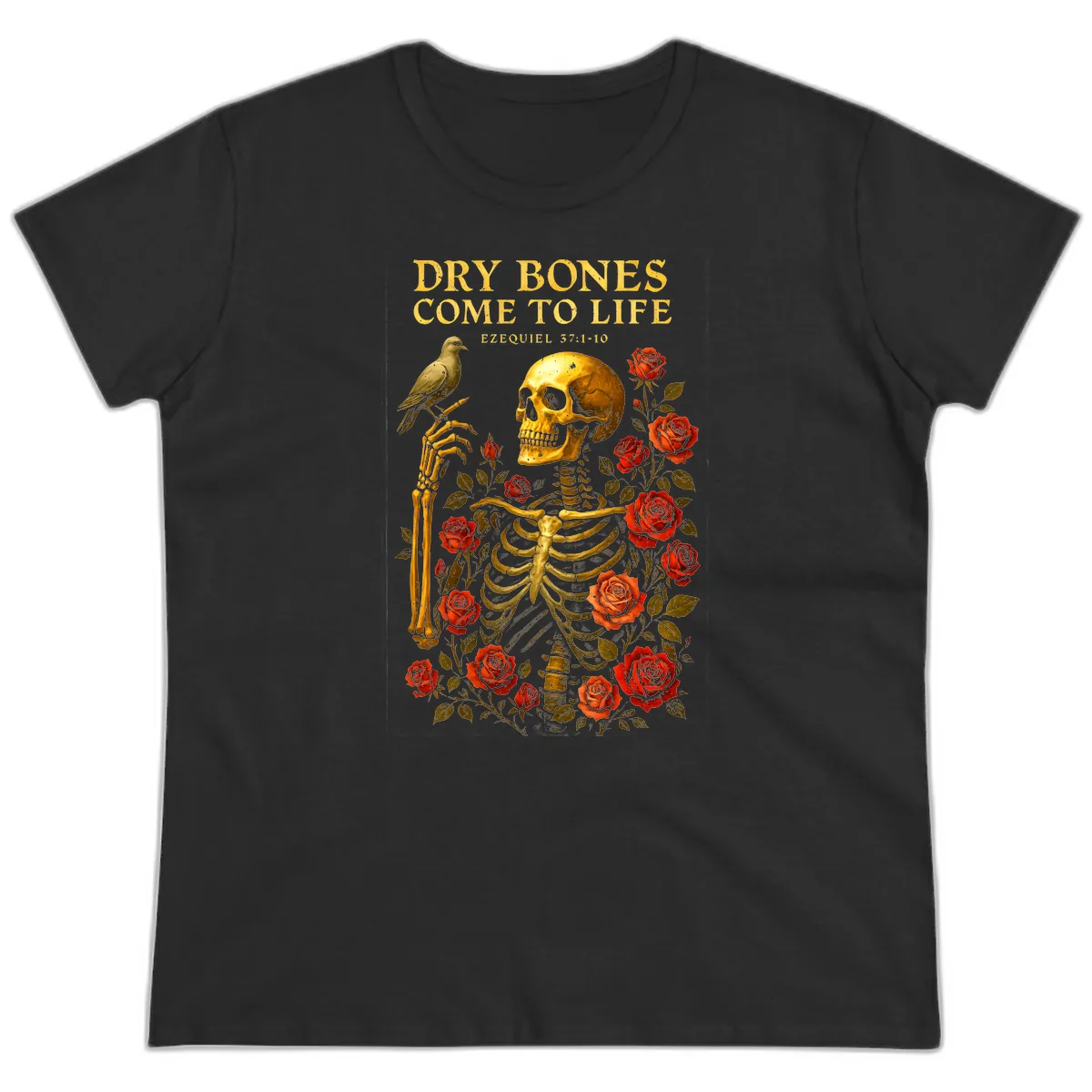 Dry Bones Come To Life Ezekiel Ladies Tee in Black