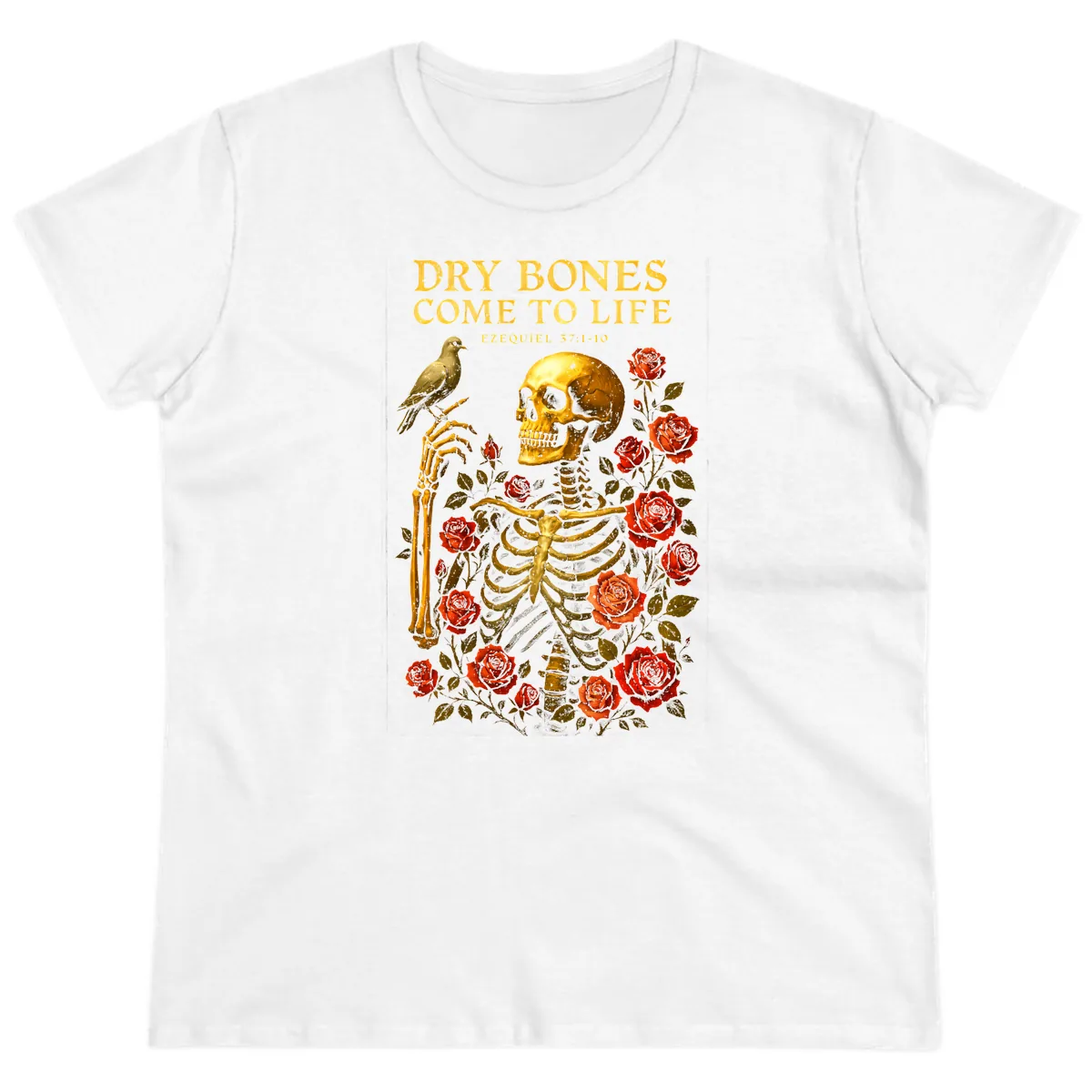 Dry Bones Come To Life Ezekiel Ladies Tee in White