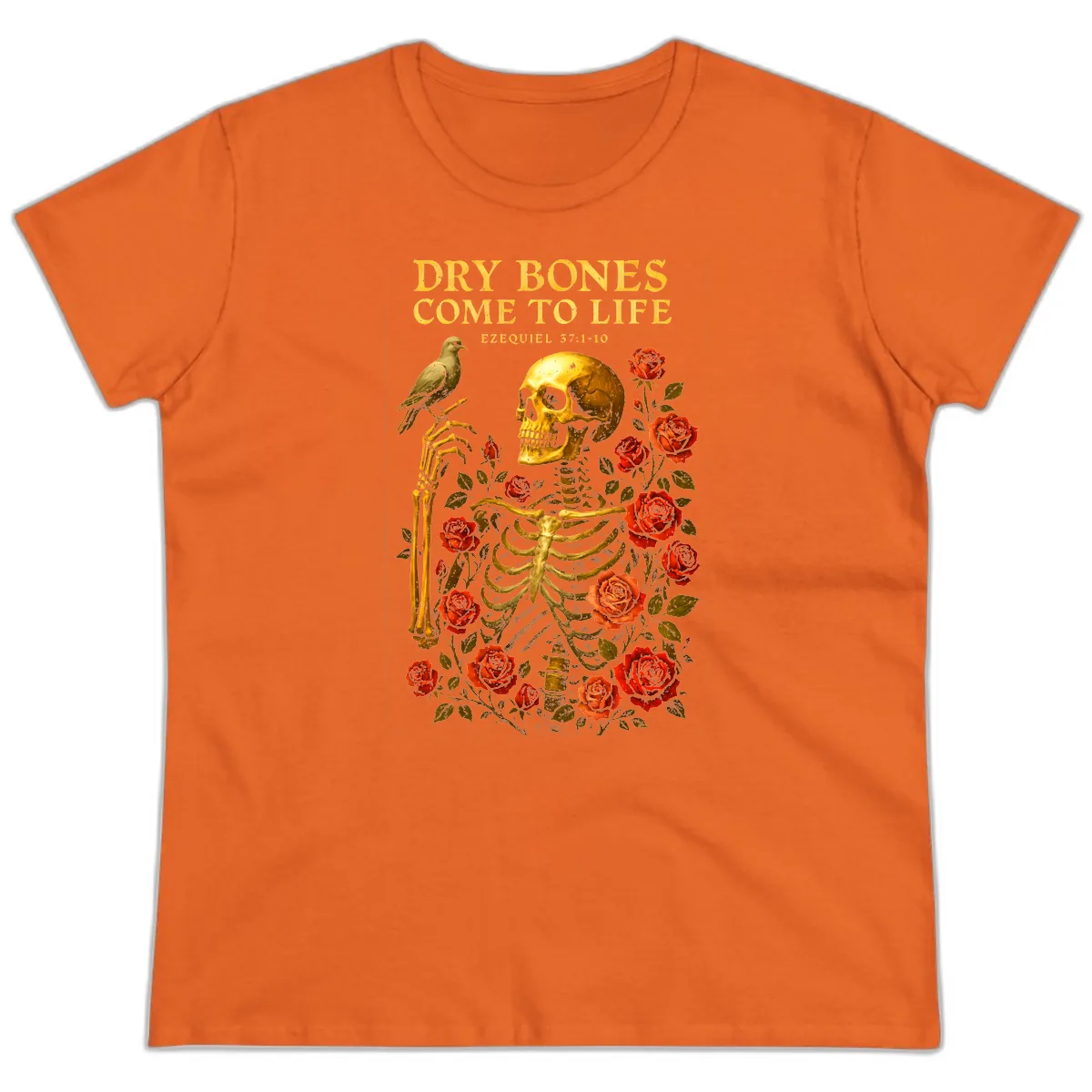 Dry Bones Come To Life Ezekiel Ladies Tee in Orange