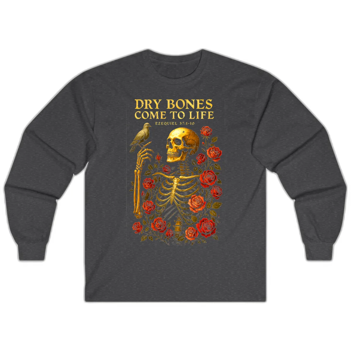 Dry Bones Come To Life Ezekiel Long Sleeve in Dark Heather