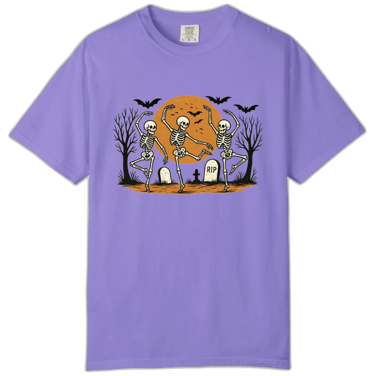 Dancing Skeletons Under Full Moon Comfort Color in Violet