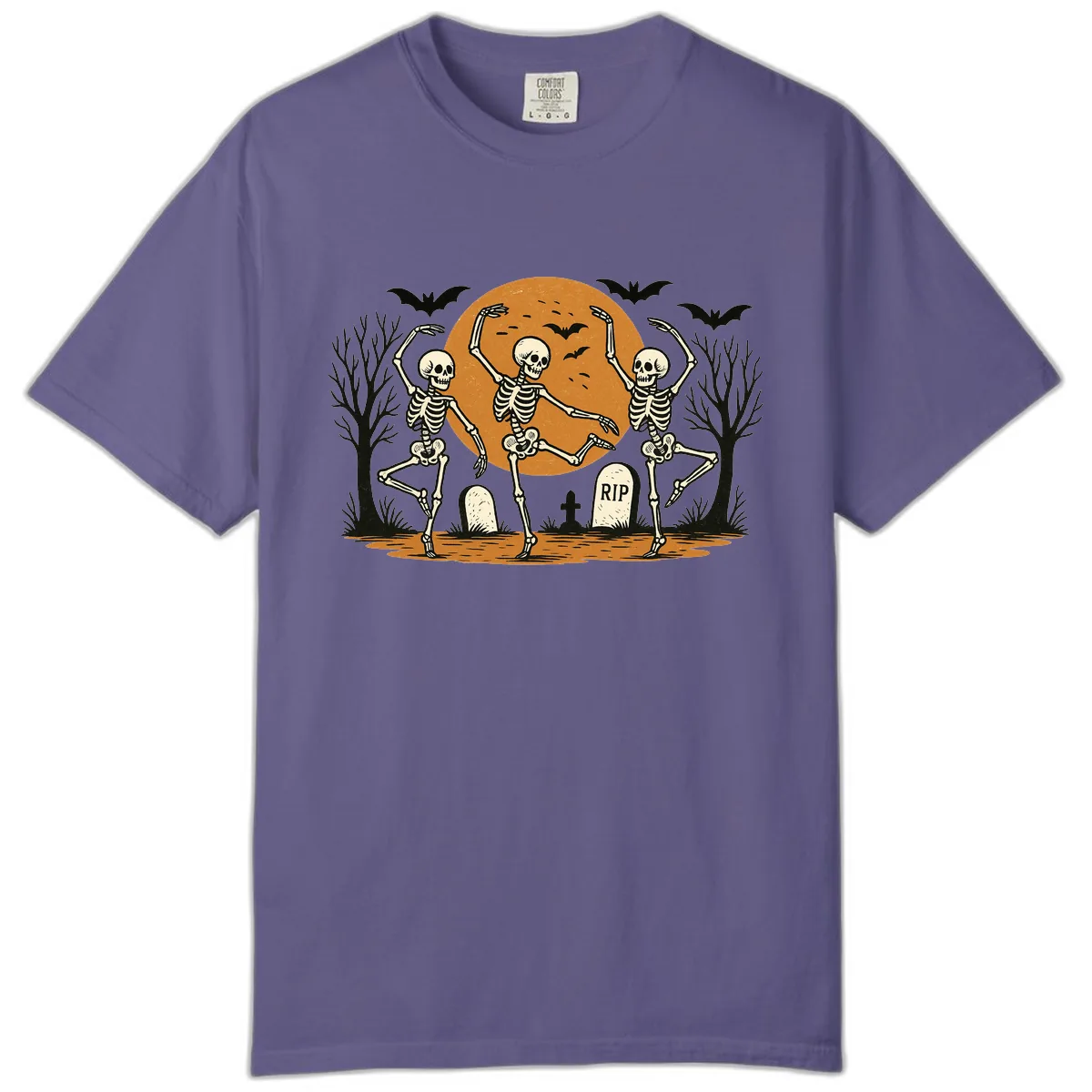 Dancing Skeletons Under Full Moon Comfort Color in Grape