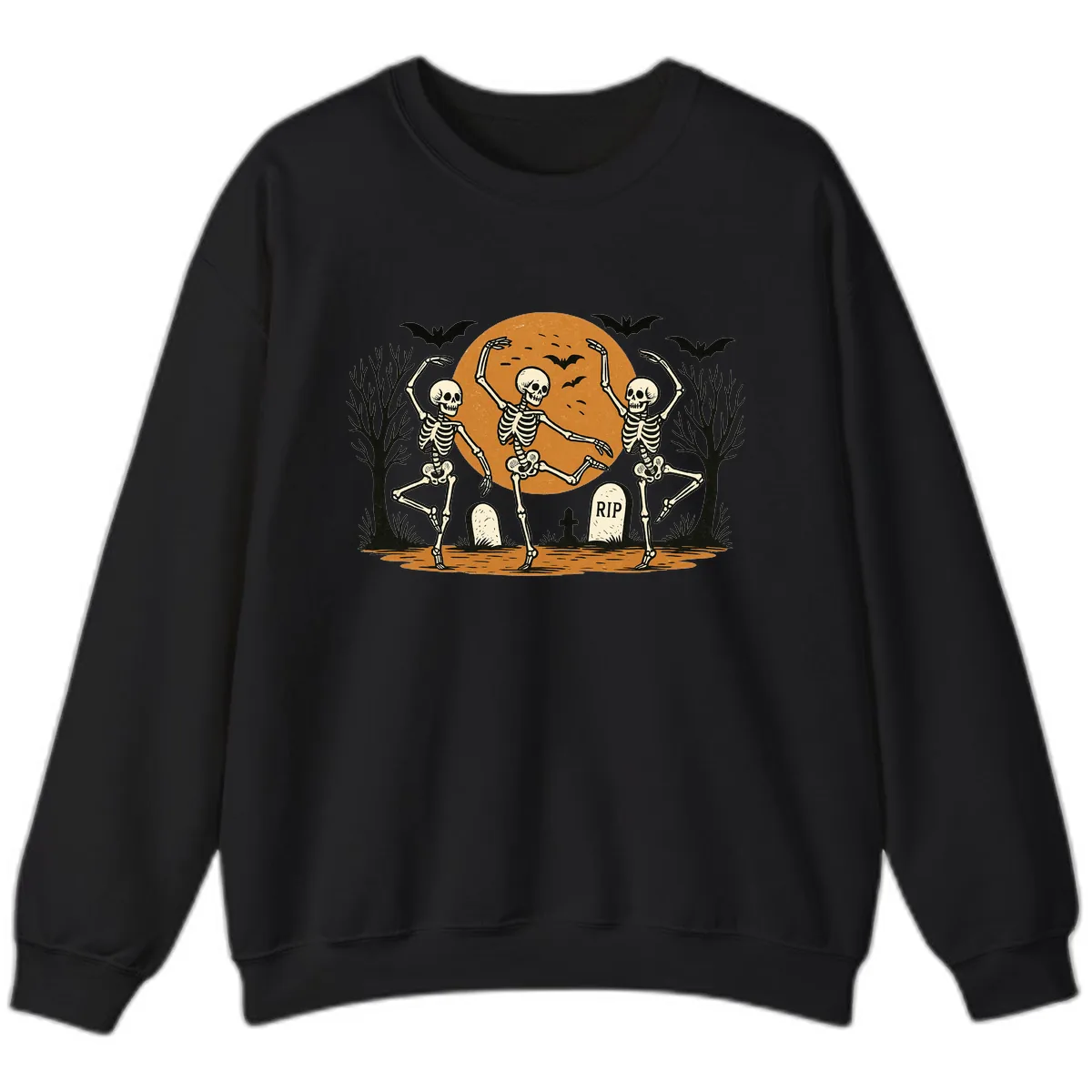 Dancing Skeletons Under Full Moon Sweatshirt in Black
