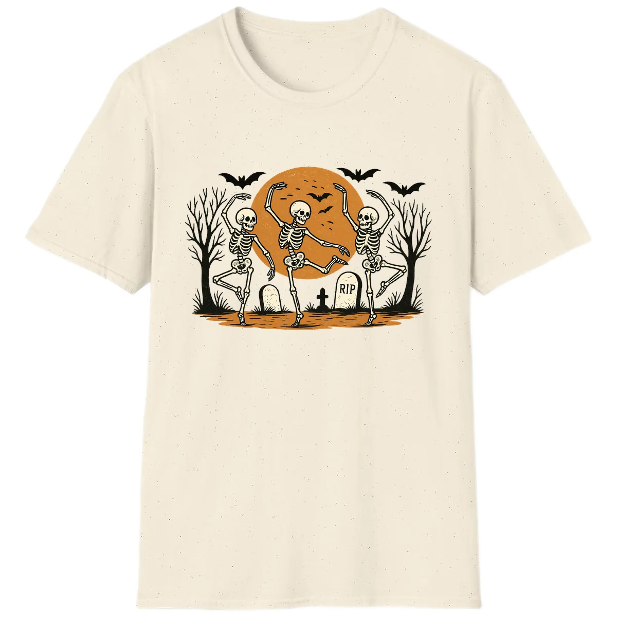 Dancing Skeletons Under Full Moon T-Shirt in Natural