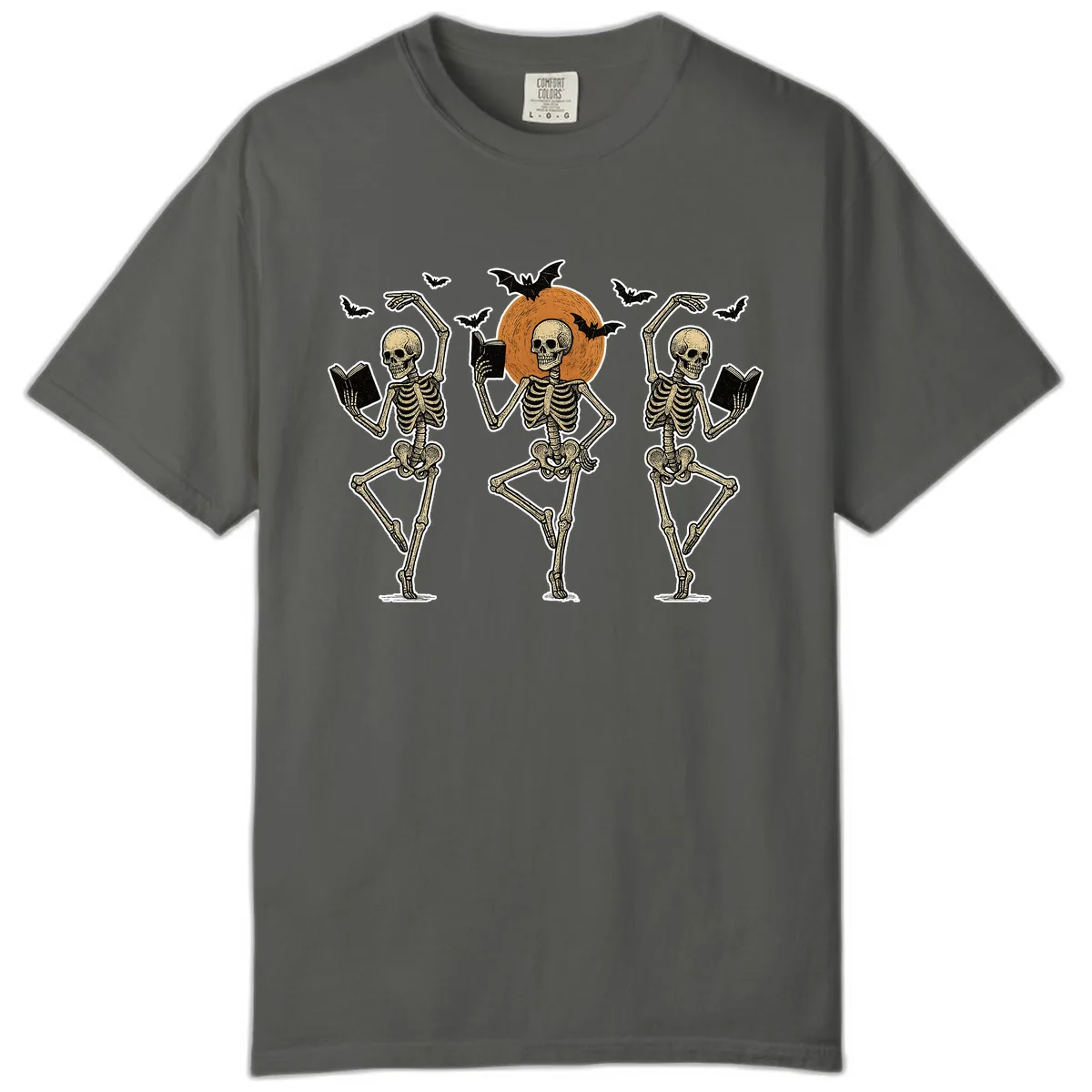 Dancing Skeletons Reading By Moonlight Comfort Color in Pepper