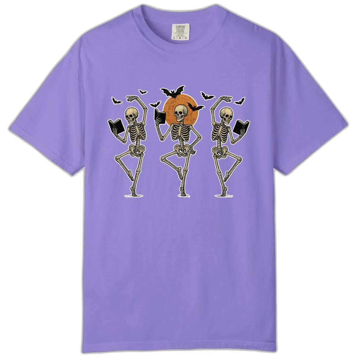Dancing Skeletons Reading By Moonlight Comfort Color in Violet