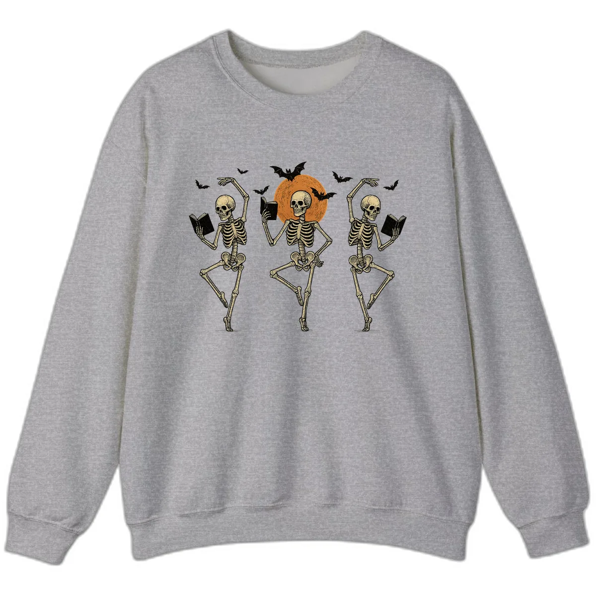 Dancing Skeletons Reading By Moonlight Sweatshirt in Sport Grey