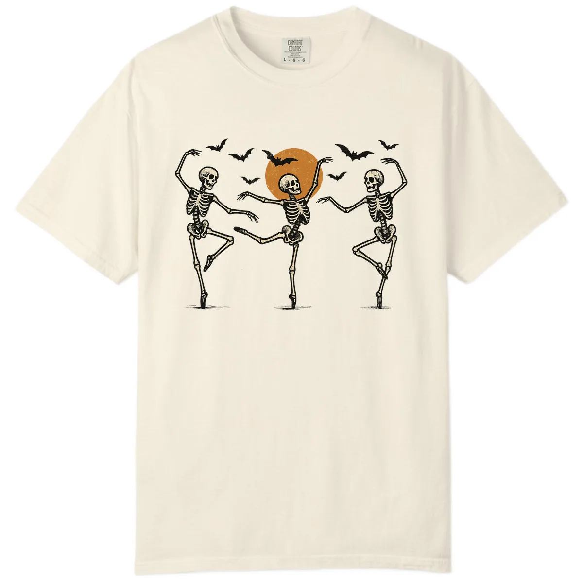 Dancing Skeletons Under Halloween Moon Comfort Color in Ivory