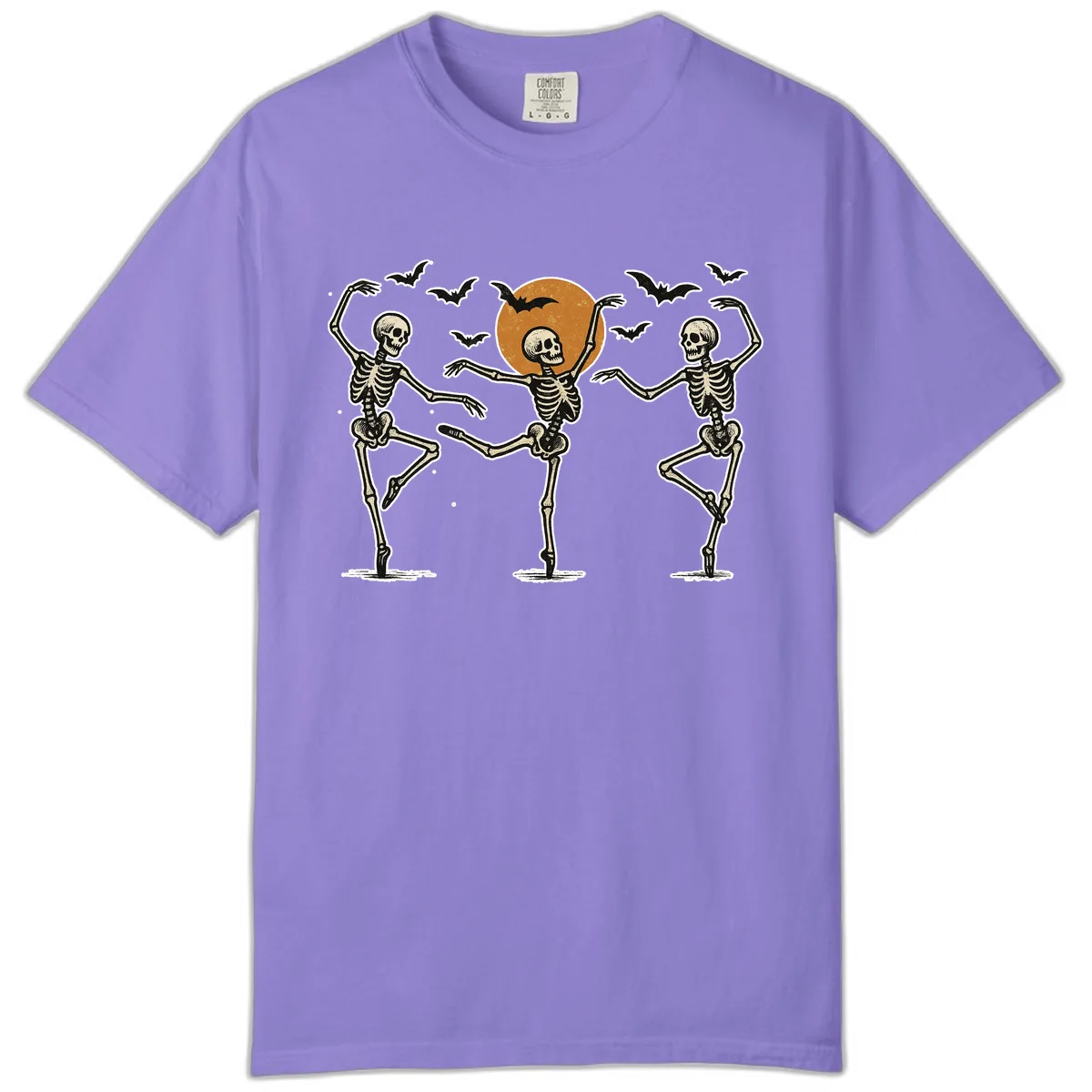 Dancing Skeletons Under Halloween Moon Comfort Color in Violet