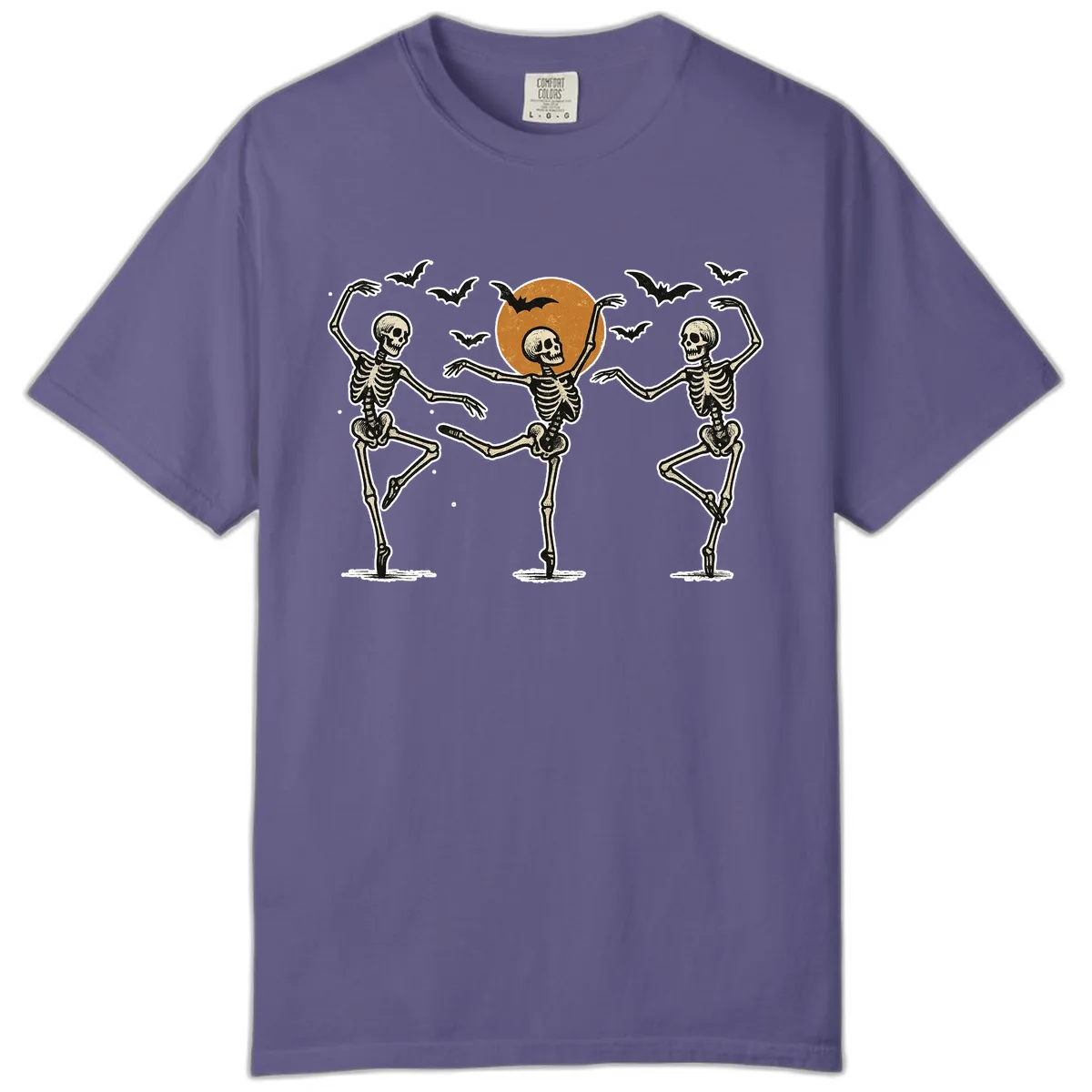Dancing Skeletons Under Halloween Moon Comfort Color in Grape