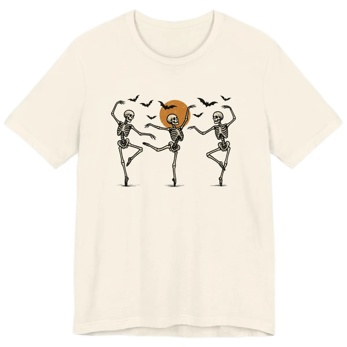 Dancing Skeletons Under Halloween Moon Premium T-Shirt in Natural