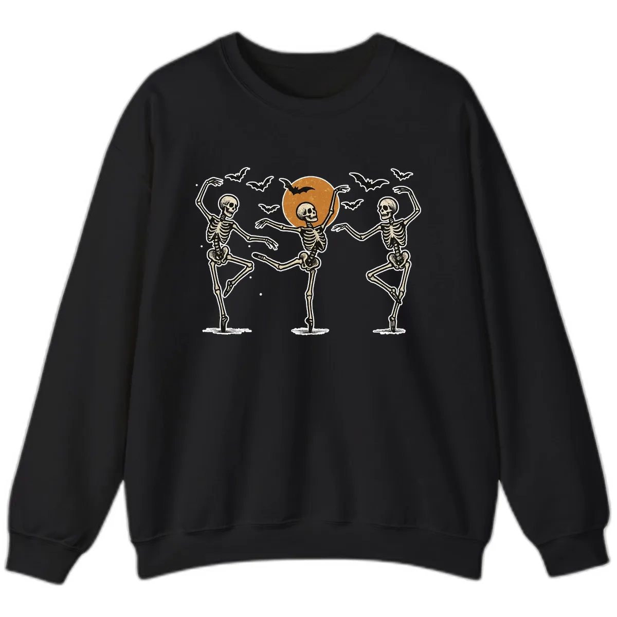 Dancing Skeletons Under Halloween Moon Sweatshirt in Black