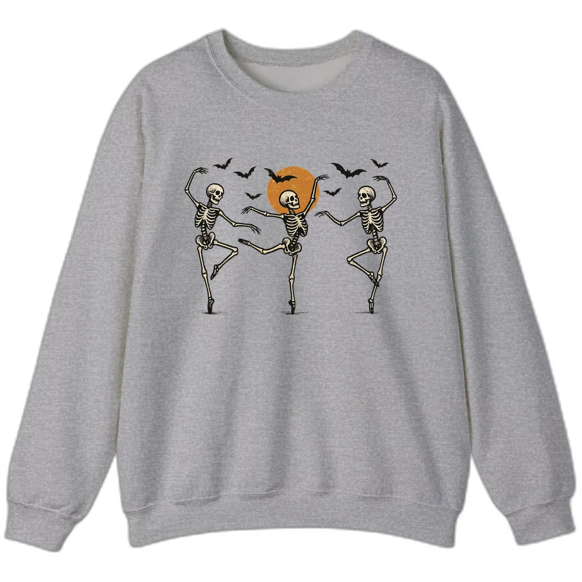 Dancing Skeletons Under Halloween Moon Sweatshirt in Sport Grey