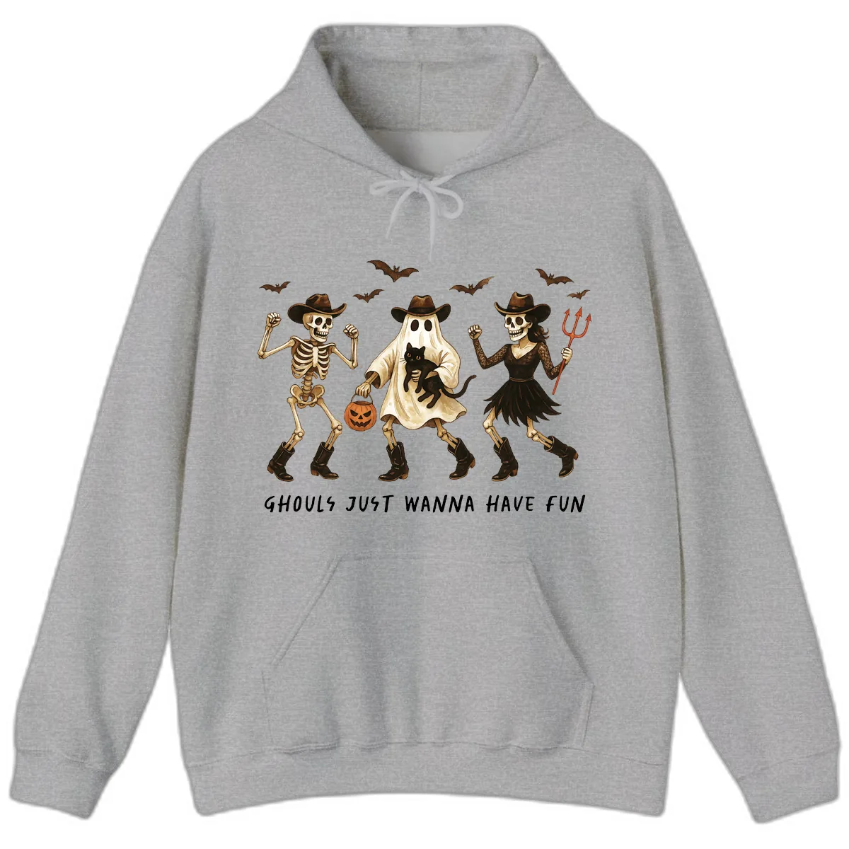 Ghouls Just Wanna Have Fun Halloween Hoodie in Sport Grey