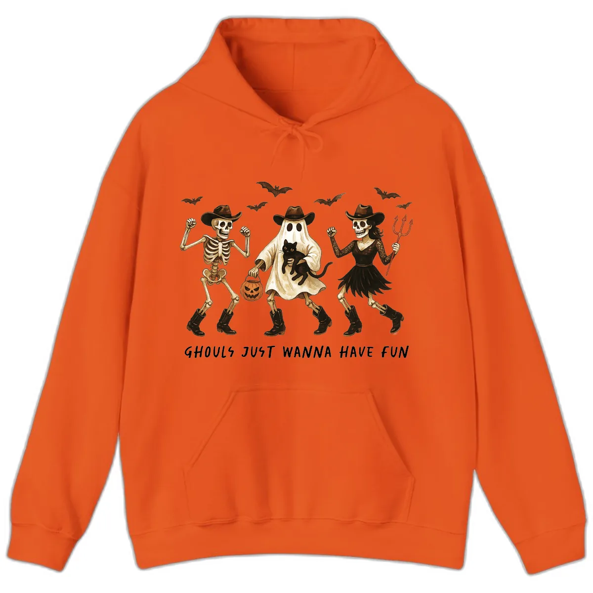 Ghouls Just Wanna Have Fun Halloween Hoodie in Orange