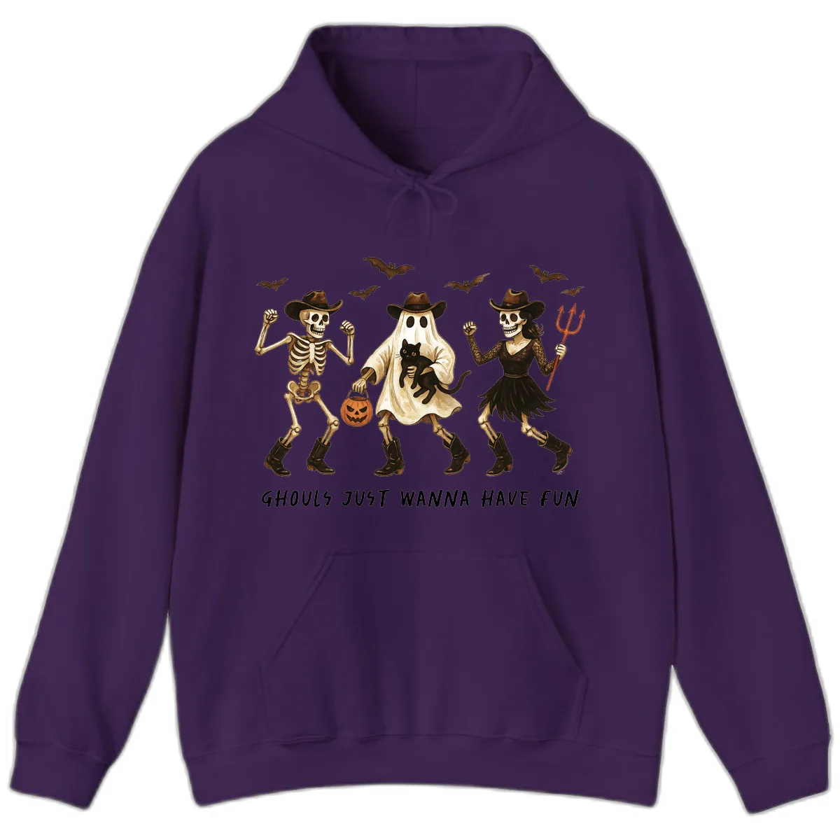 Ghouls Just Wanna Have Fun Halloween Hoodie in Purple