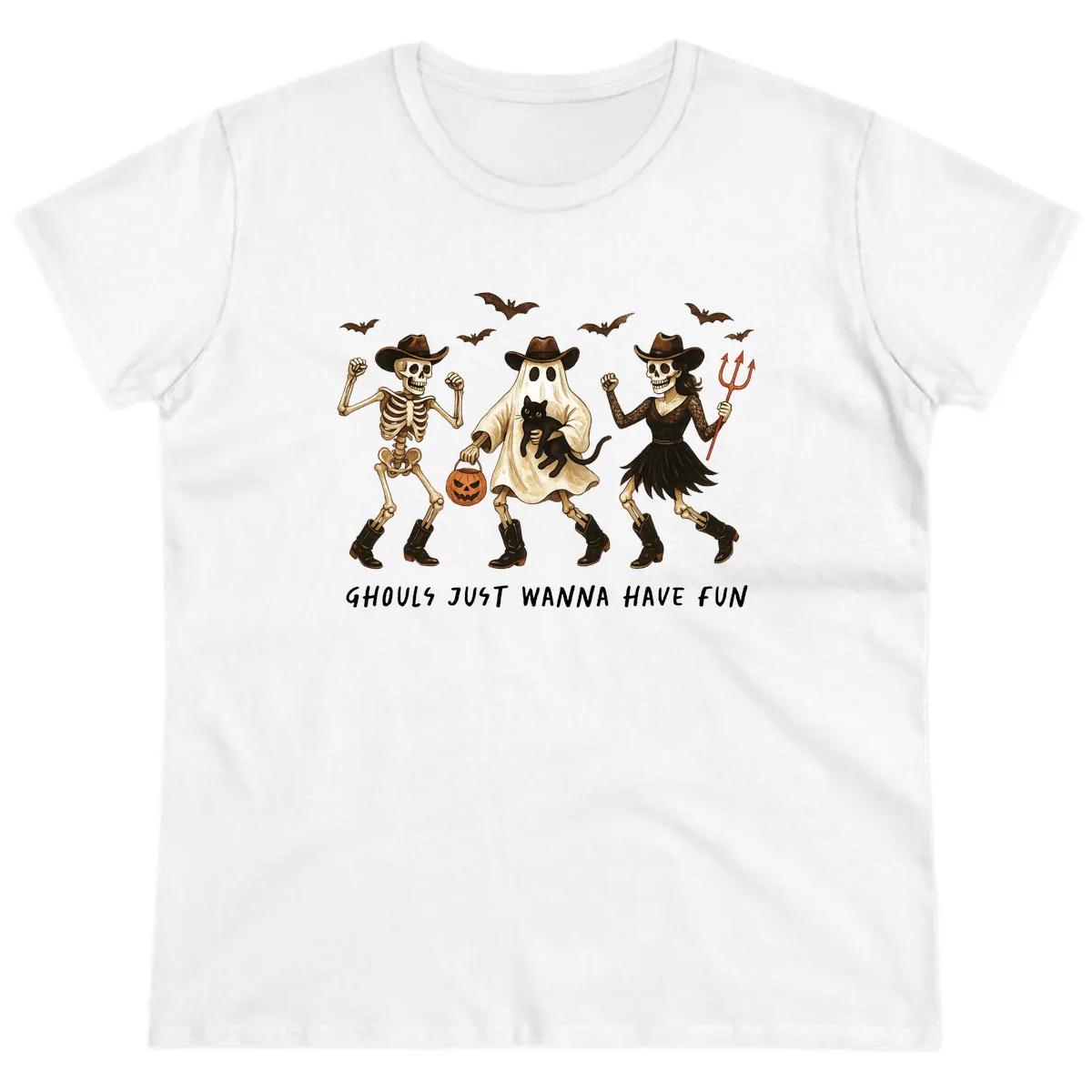 Ghouls Just Wanna Have Fun Halloween Ladies Tee in White
