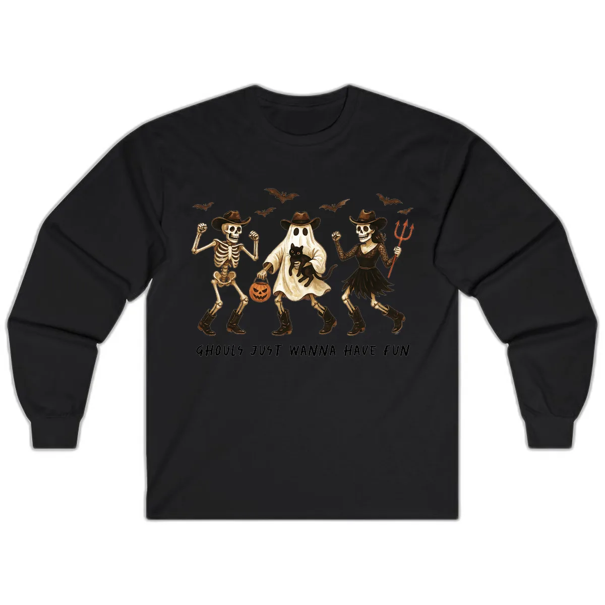 Ghouls Just Wanna Have Fun Halloween Long Sleeve in Black