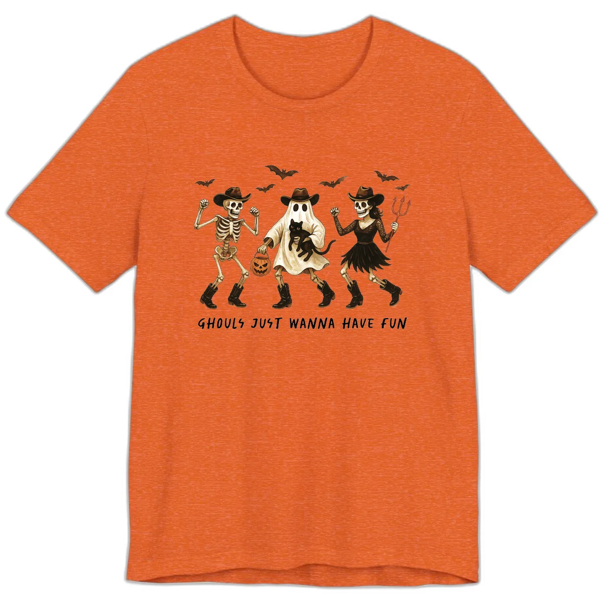 Ghouls Just Wanna Have Fun Halloween Premium T-Shirt in Heather Orange
