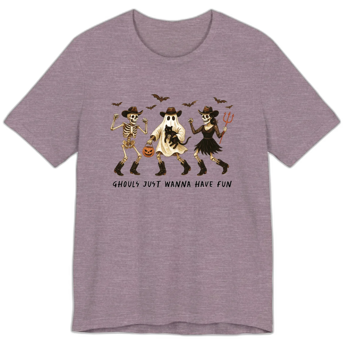 Ghouls Just Wanna Have Fun Halloween Premium T-Shirt in Heather Purple
