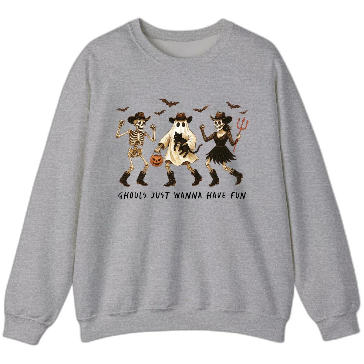 Ghouls Just Wanna Have Fun Halloween Sweatshirt in Sport Grey