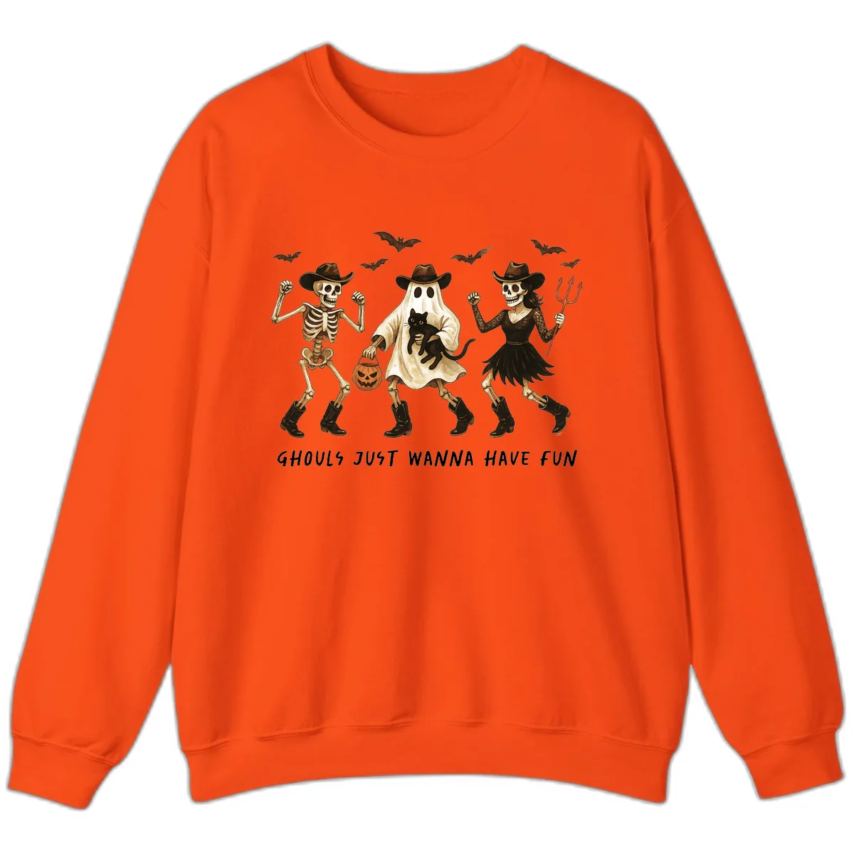 Ghouls Just Wanna Have Fun Halloween Sweatshirt in Orange