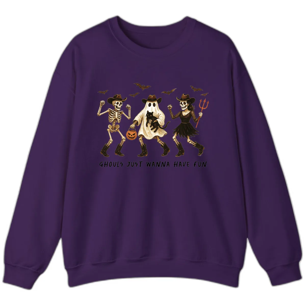 Ghouls Just Wanna Have Fun Halloween Sweatshirt in Purple