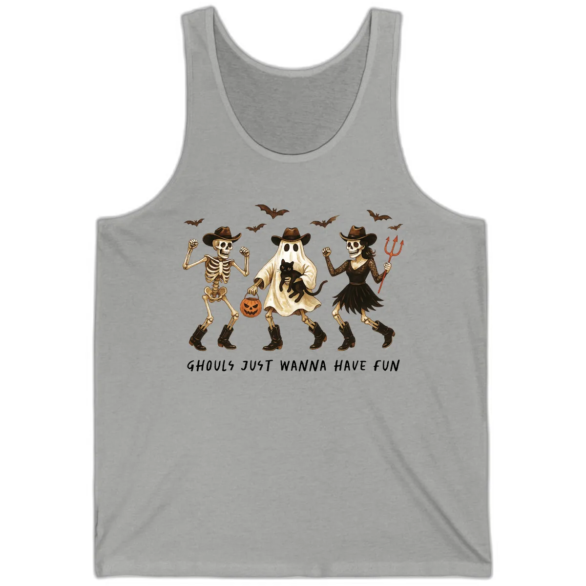 Ghouls Just Wanna Have Fun Halloween Tank in Athletic Heather