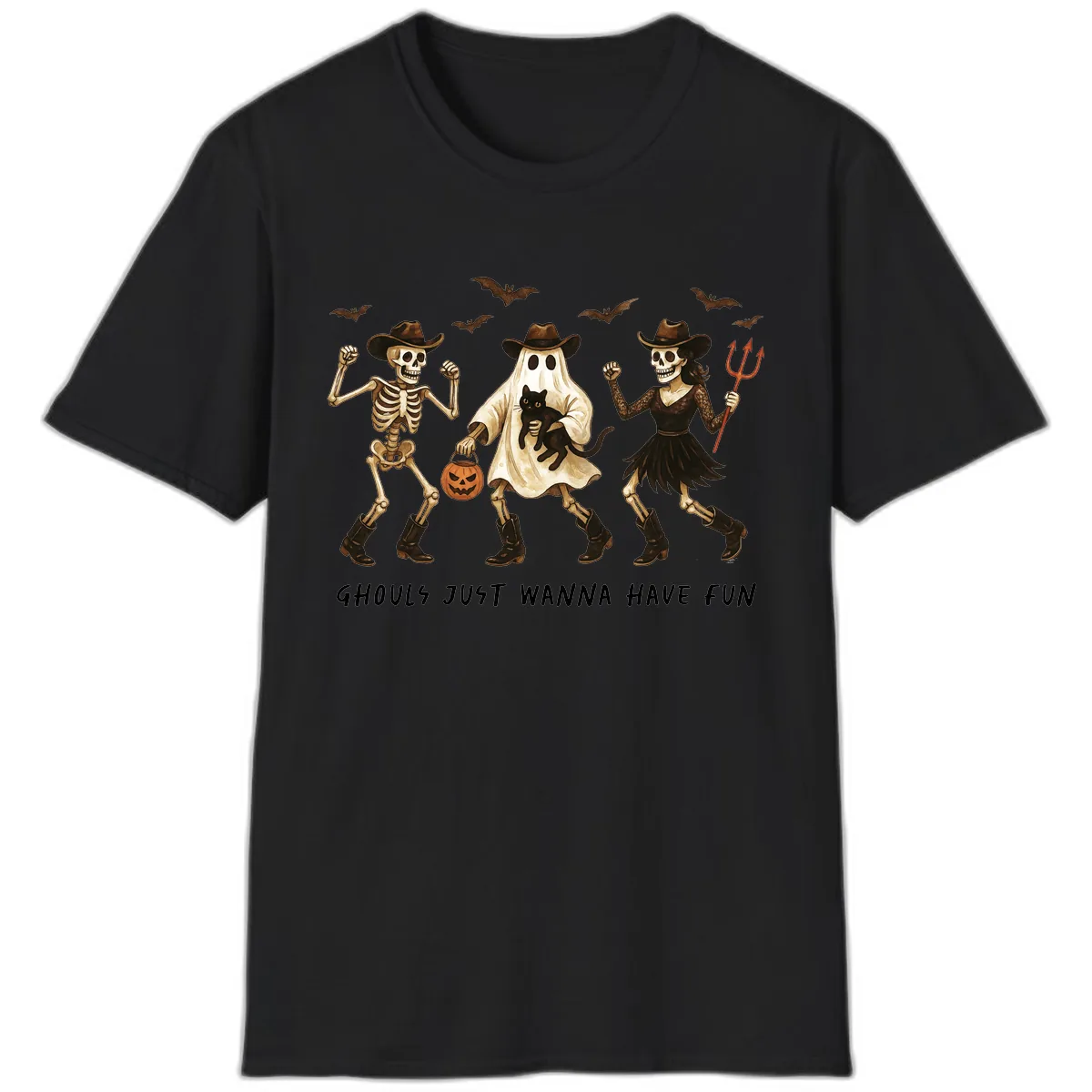 Ghouls Just Wanna Have Fun Halloween T-Shirt in Black