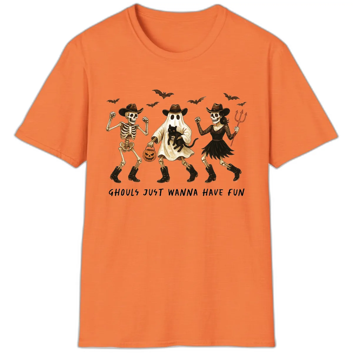Ghouls Just Wanna Have Fun Halloween T-Shirt in Heather Orange