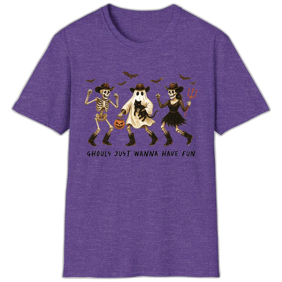 Ghouls Just Wanna Have Fun Halloween T-Shirt in Heather Purple