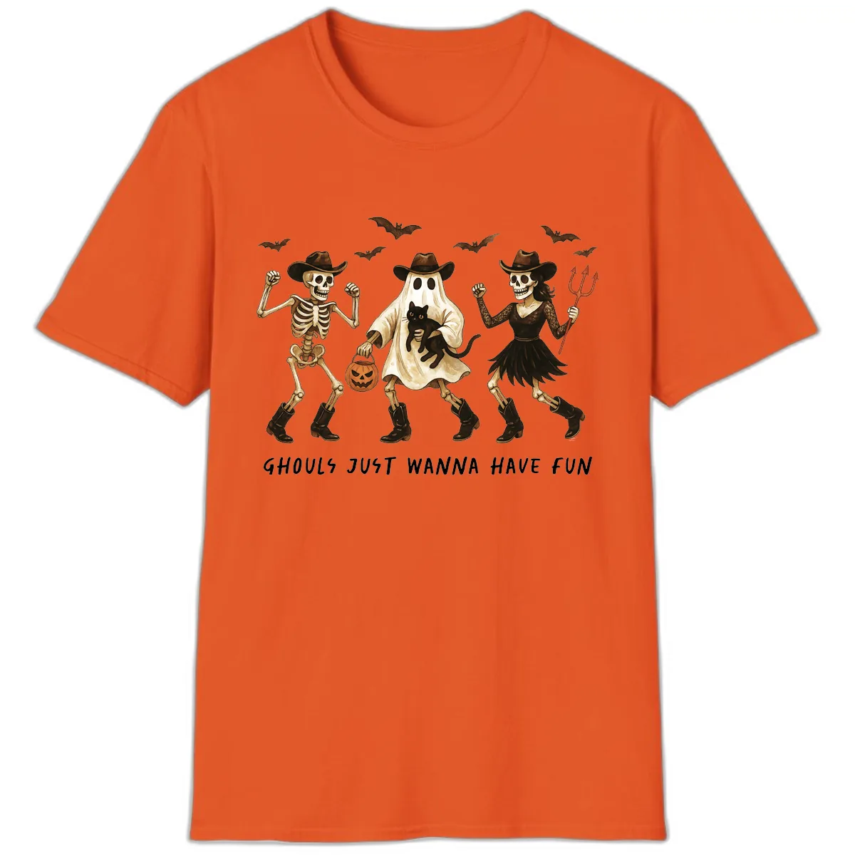 Ghouls Just Wanna Have Fun Halloween T-Shirt in Orange