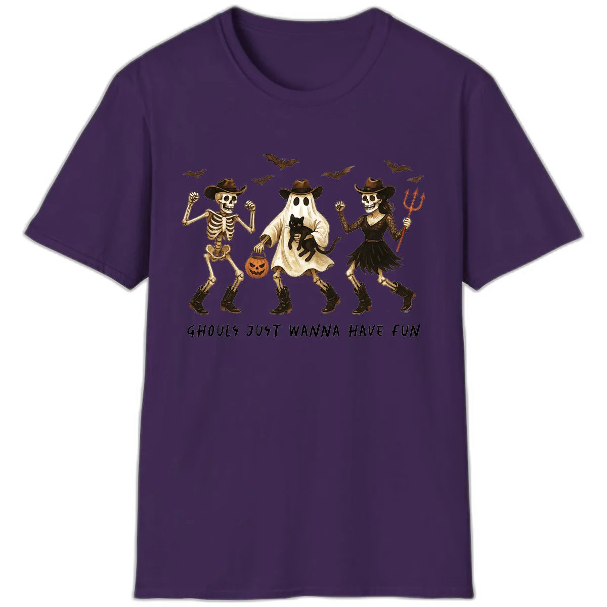 Ghouls Just Wanna Have Fun Halloween T-Shirt in Purple