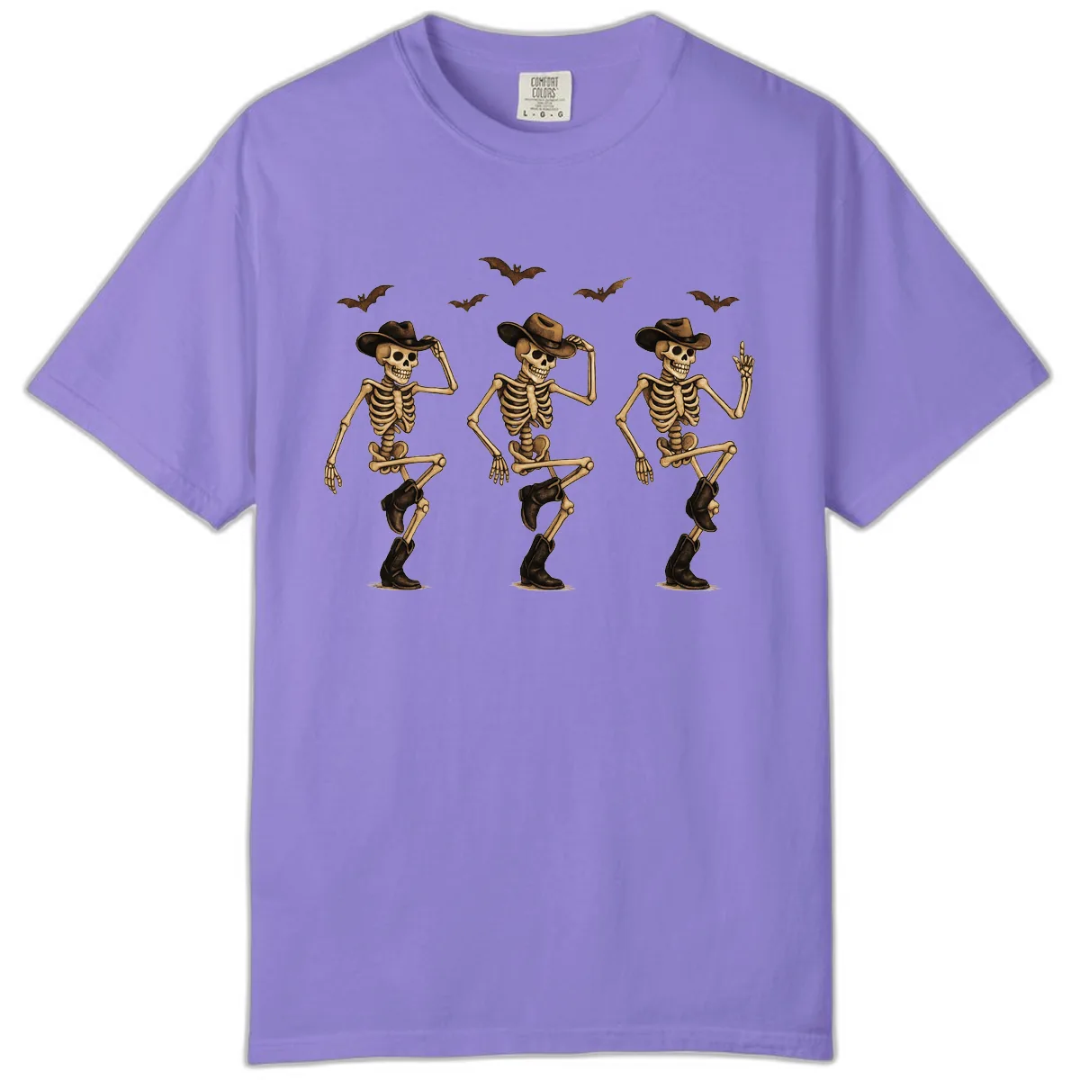 Dancing Cowboy Skeletons Halloween Comfort Color in Violet