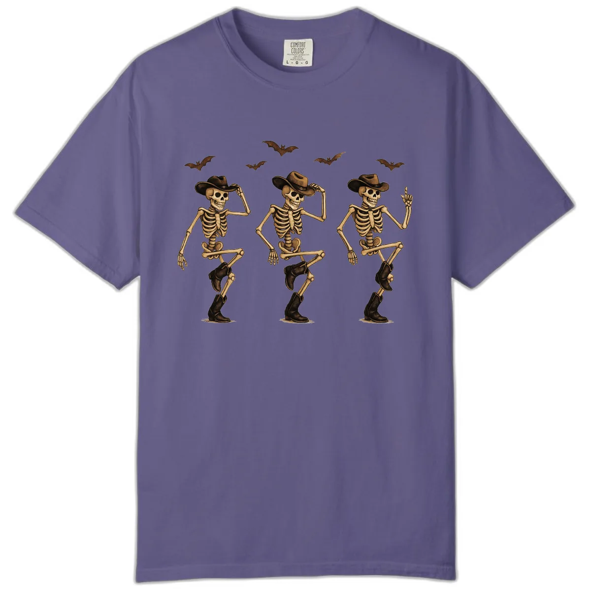 Dancing Cowboy Skeletons Halloween Comfort Color in Grape