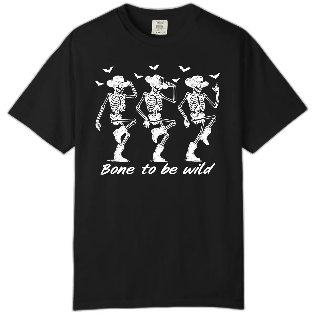 Bone To Be Wild Skeleton Cowboy Dance Comfort Color in Black
