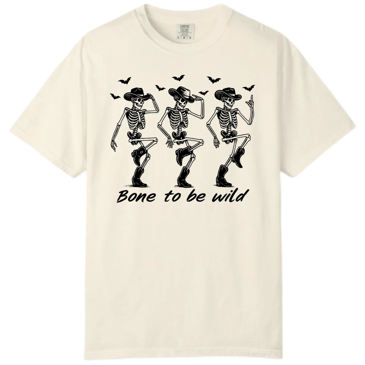 Bone To Be Wild Skeleton Cowboy Dance Comfort Color in Ivory