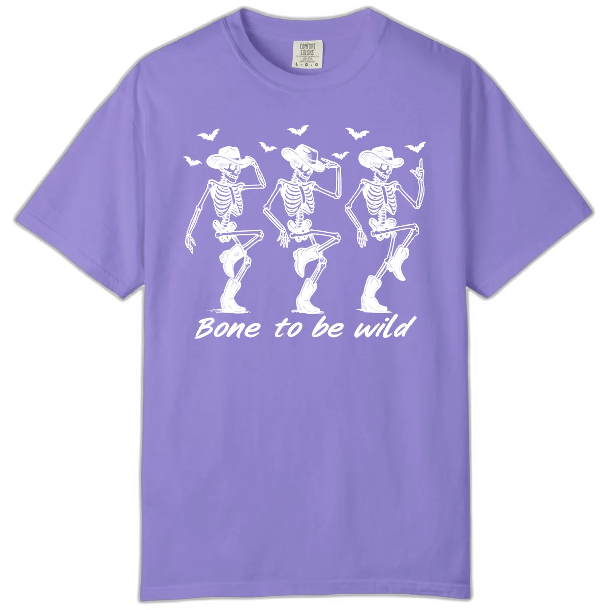 Bone To Be Wild Skeleton Cowboy Dance Comfort Color in Violet