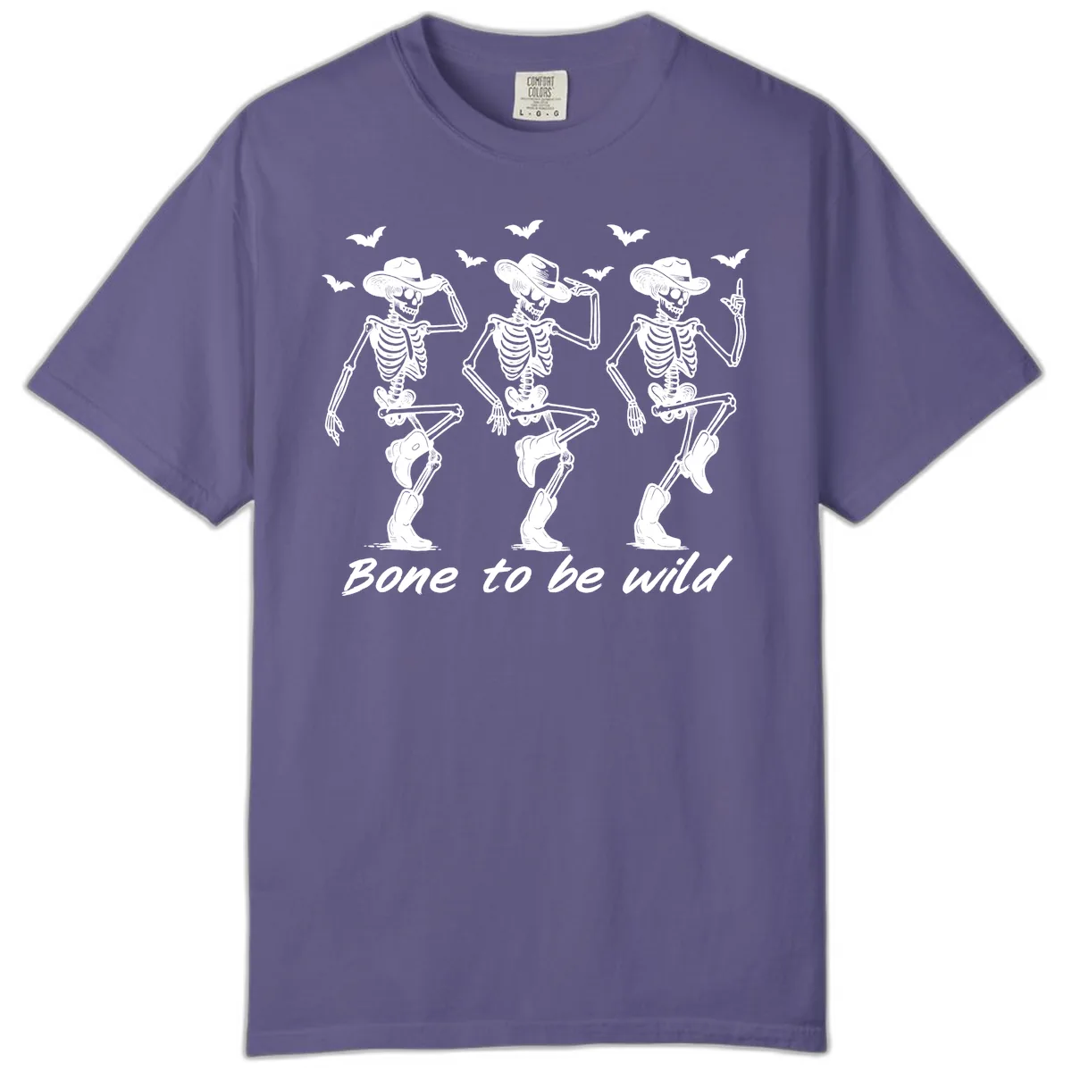 Bone To Be Wild Skeleton Cowboy Dance Comfort Color in Grape