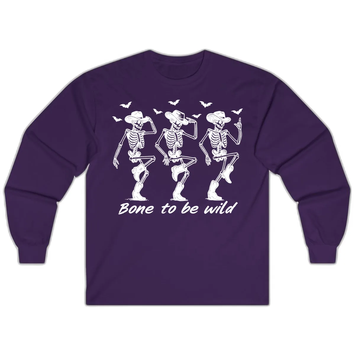 Bone To Be Wild Skeleton Cowboy Dance Long Sleeve in Purple