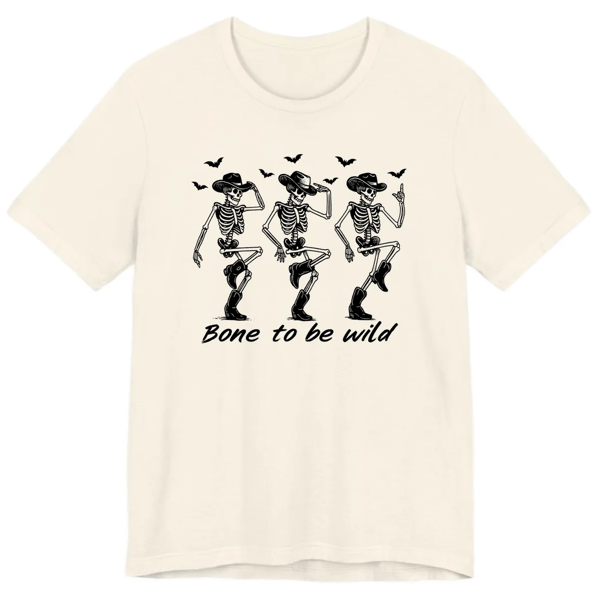 Bone To Be Wild Skeleton Cowboy Dance Premium T-Shirt in Natural
