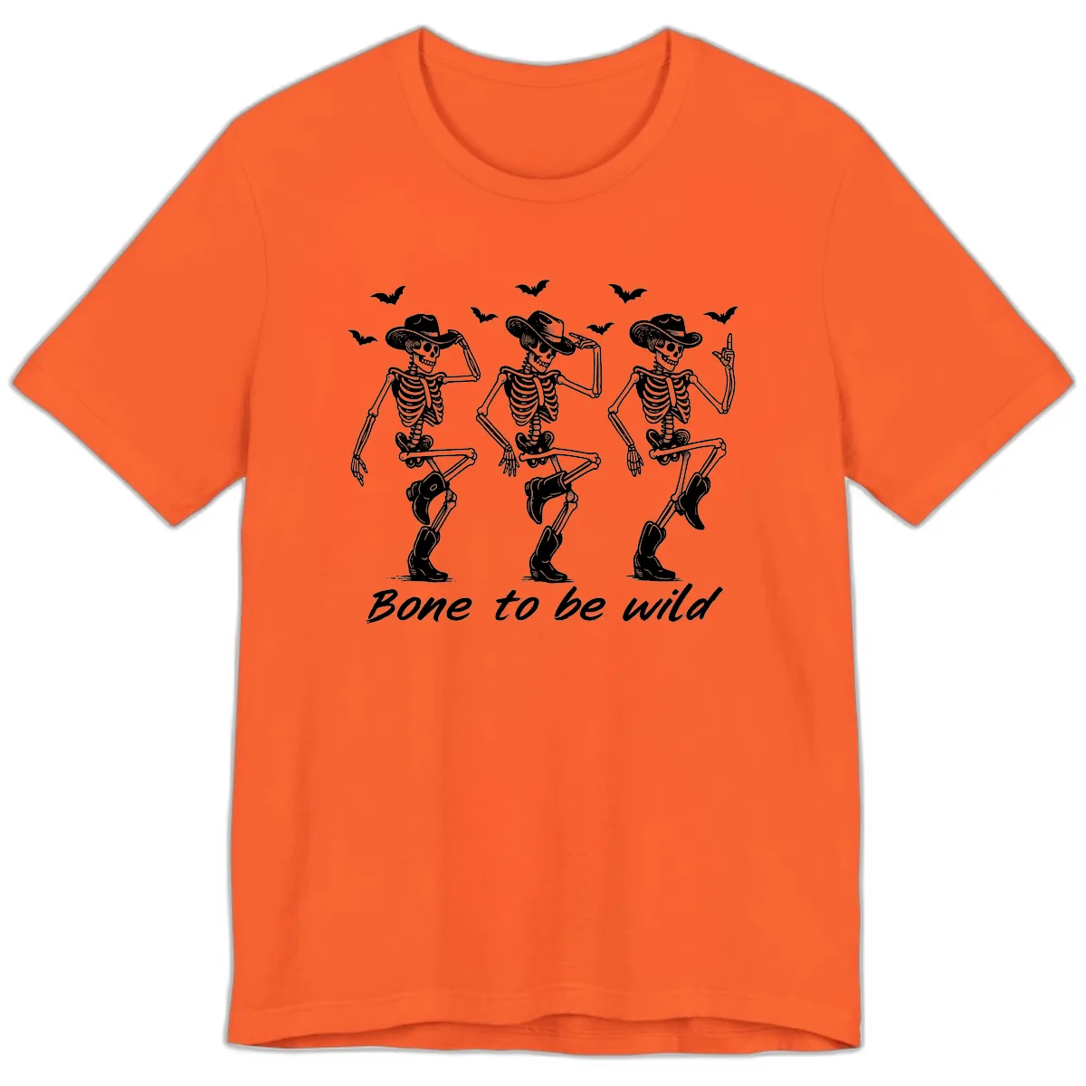 Bone To Be Wild Skeleton Cowboy Dance Premium T-Shirt in Orange