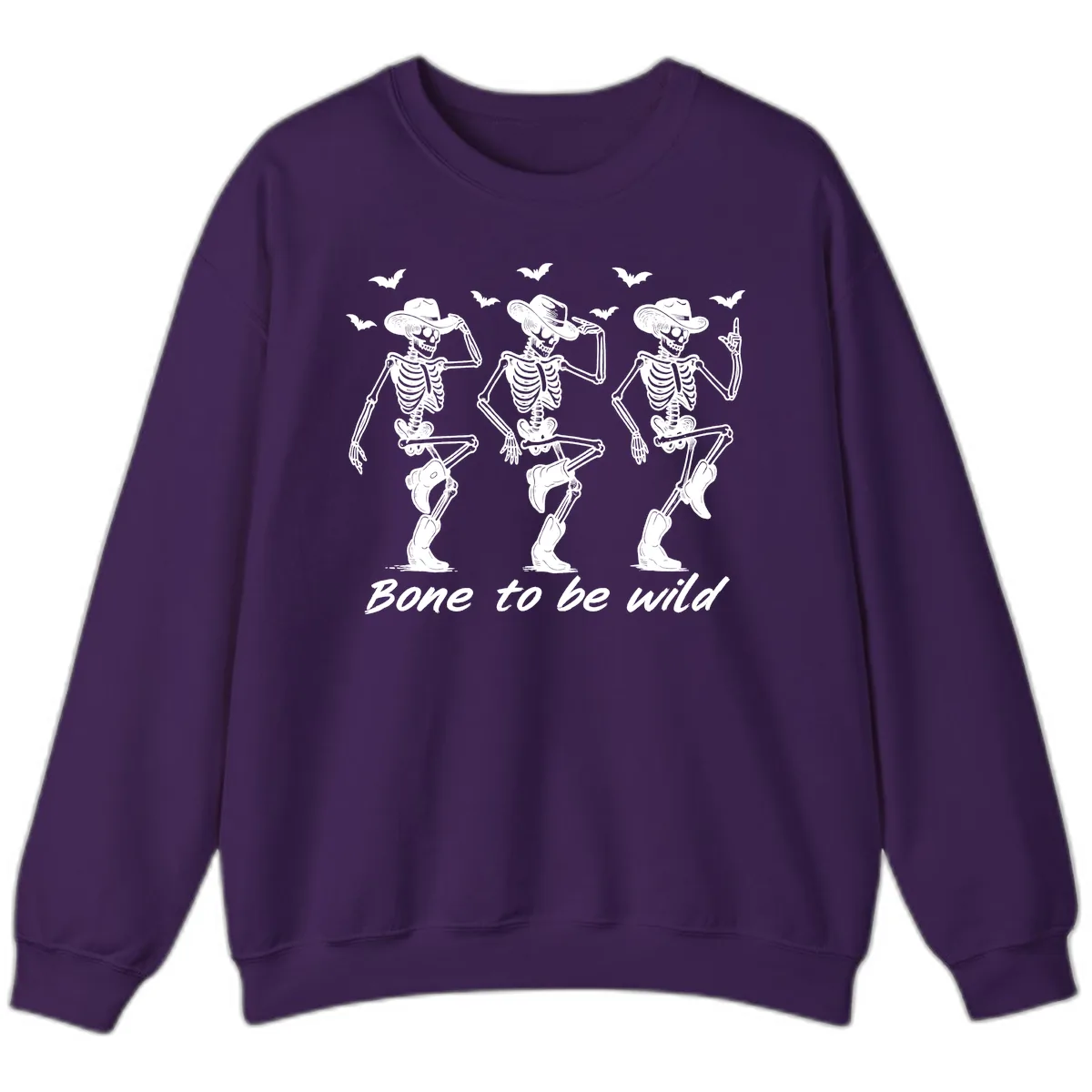Bone To Be Wild Skeleton Cowboy Dance Sweatshirt in Purple