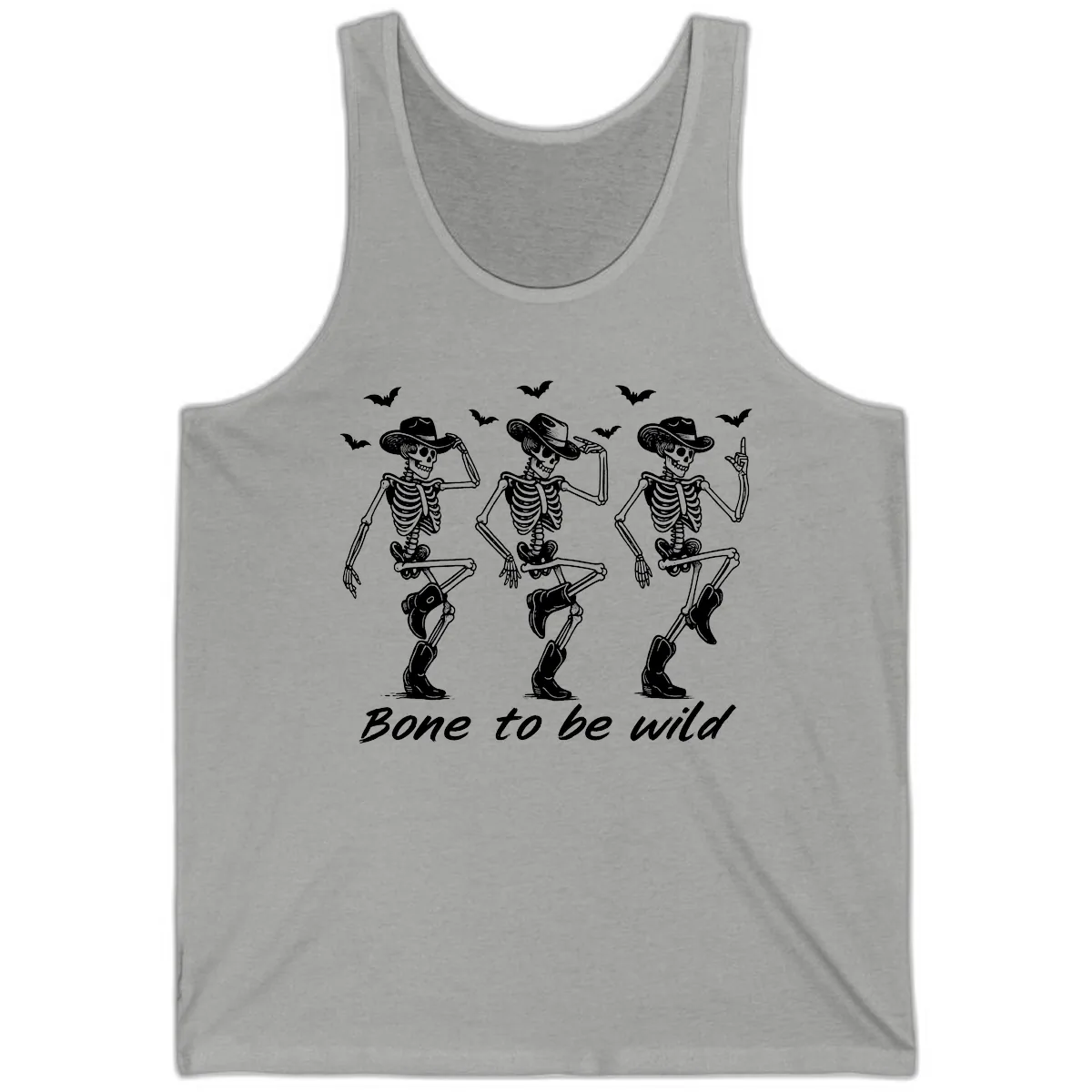 Bone To Be Wild Skeleton Cowboy Dance Tank in Athletic Heather