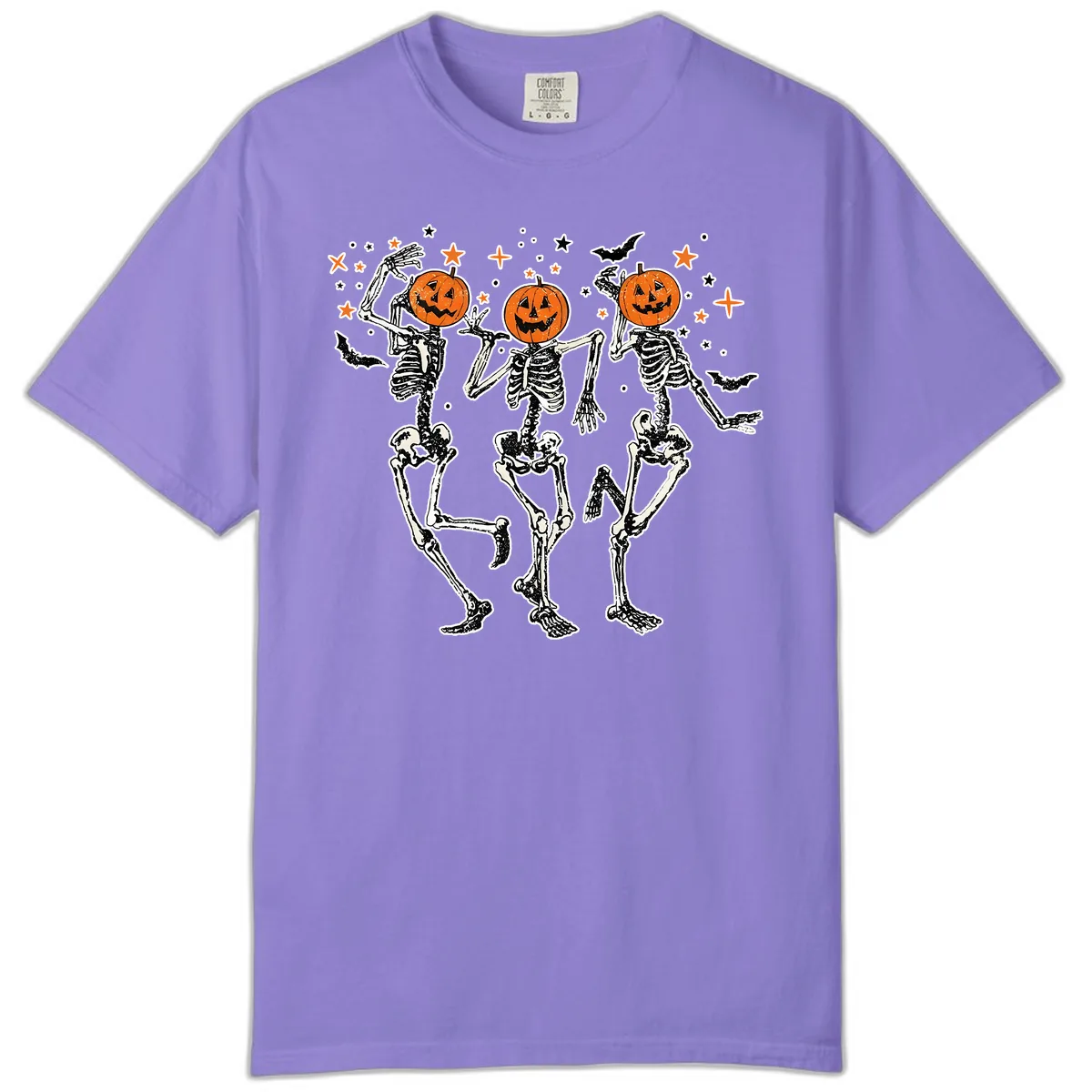Dancing Skeletons With Pumpkin Heads Comfort Color in Violet