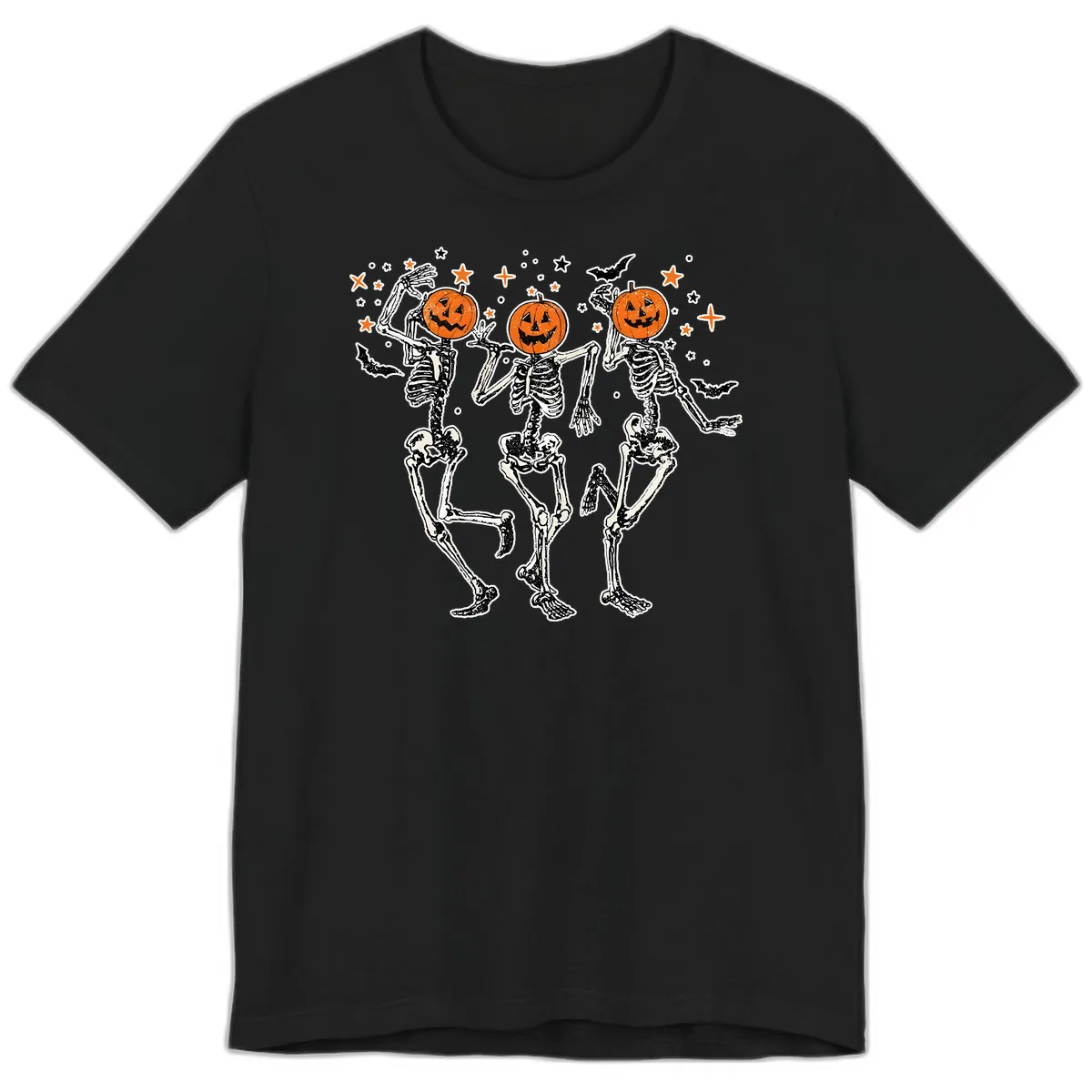 Dancing Skeletons With Pumpkin Heads Premium T-Shirt in Black