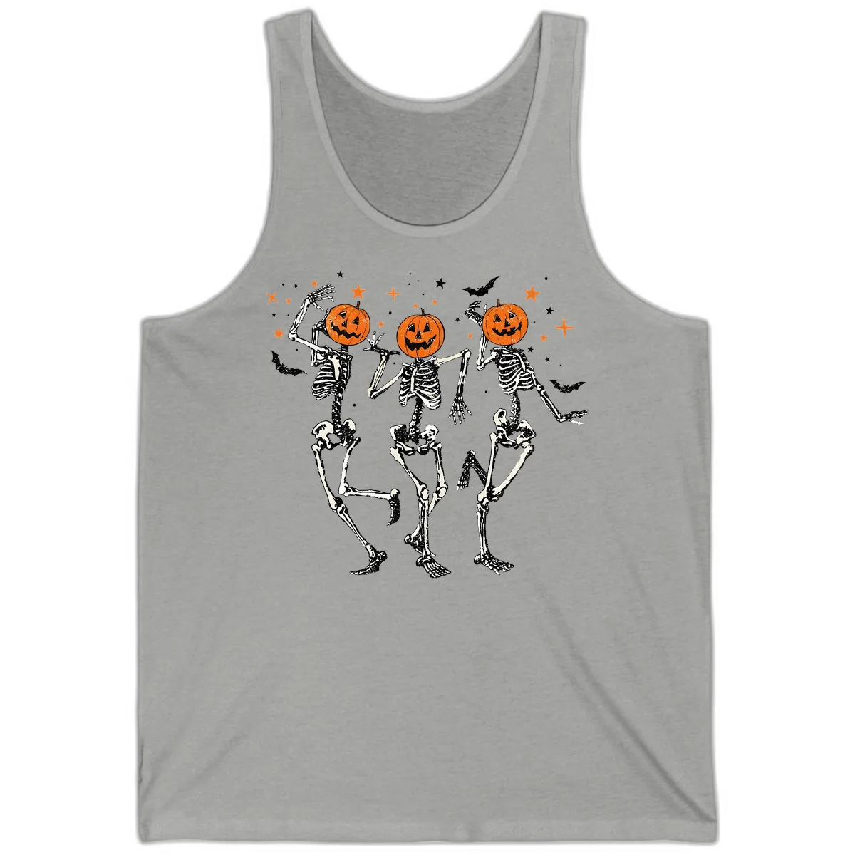 Dancing Skeletons With Pumpkin Heads Tank in Athletic Heather