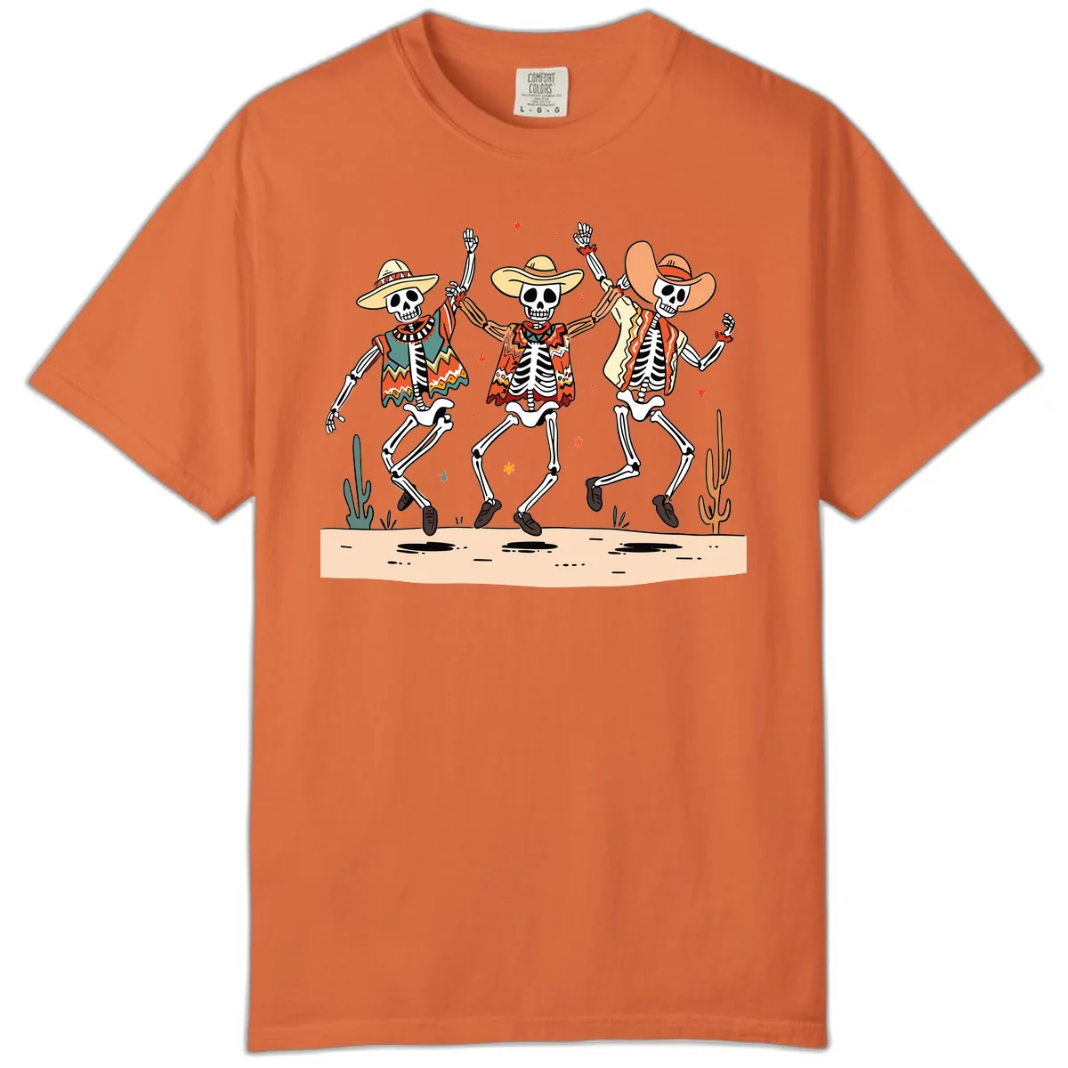 Dancing Skeletons Fiesta Comfort Color in Burnt Orange