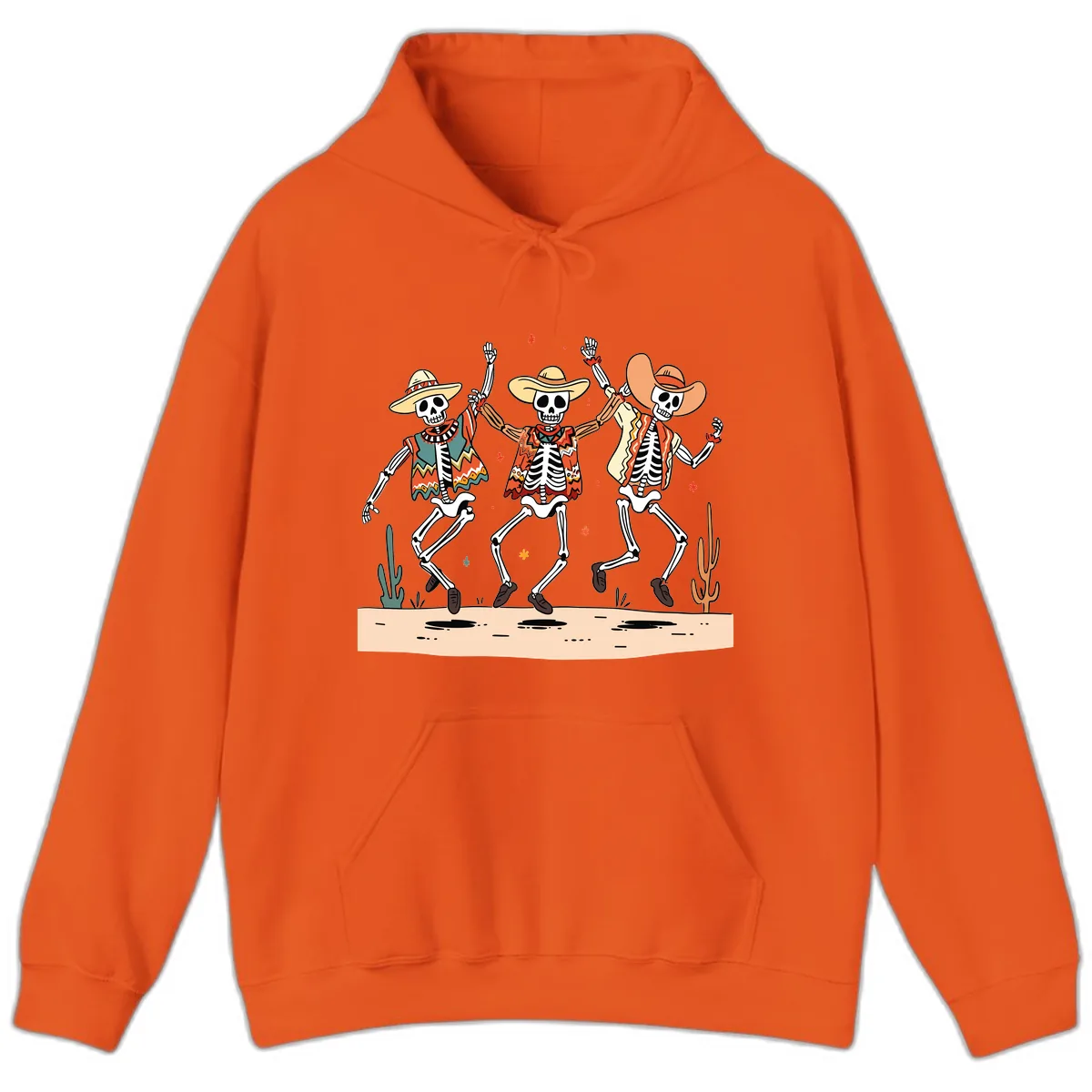 Dancing Skeletons Fiesta Hoodie in Orange